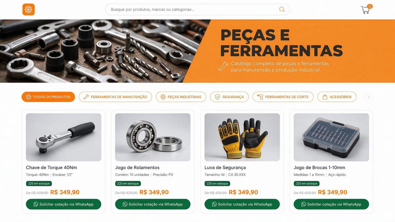 Vitrine de uma loja de peças e ferramentas